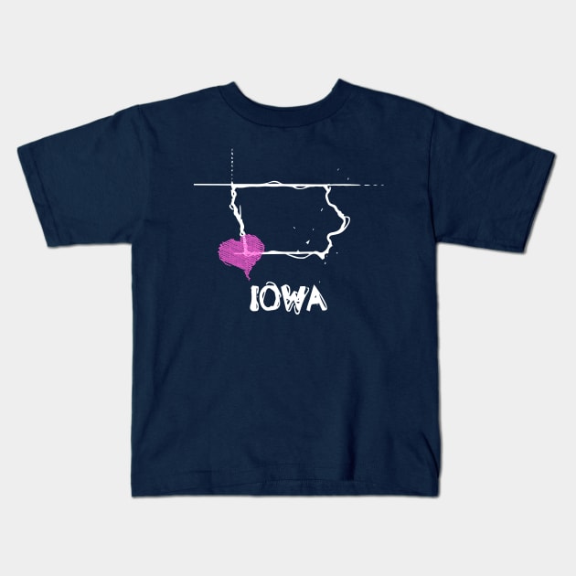 Love Iowa State Sketch USA Art Design Kids T-Shirt by DimDom